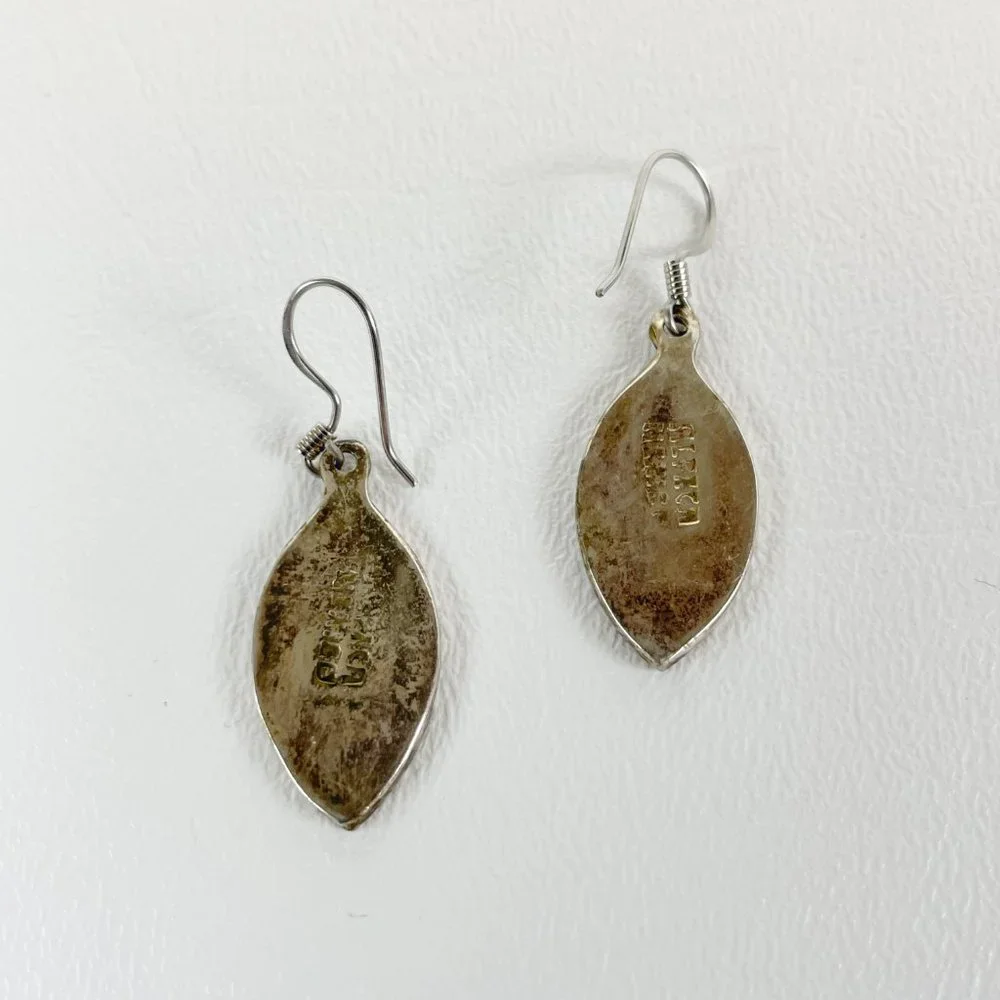Alpaca Silver Blue Mother of Pearl Earrings